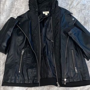 Hooded leather jacket